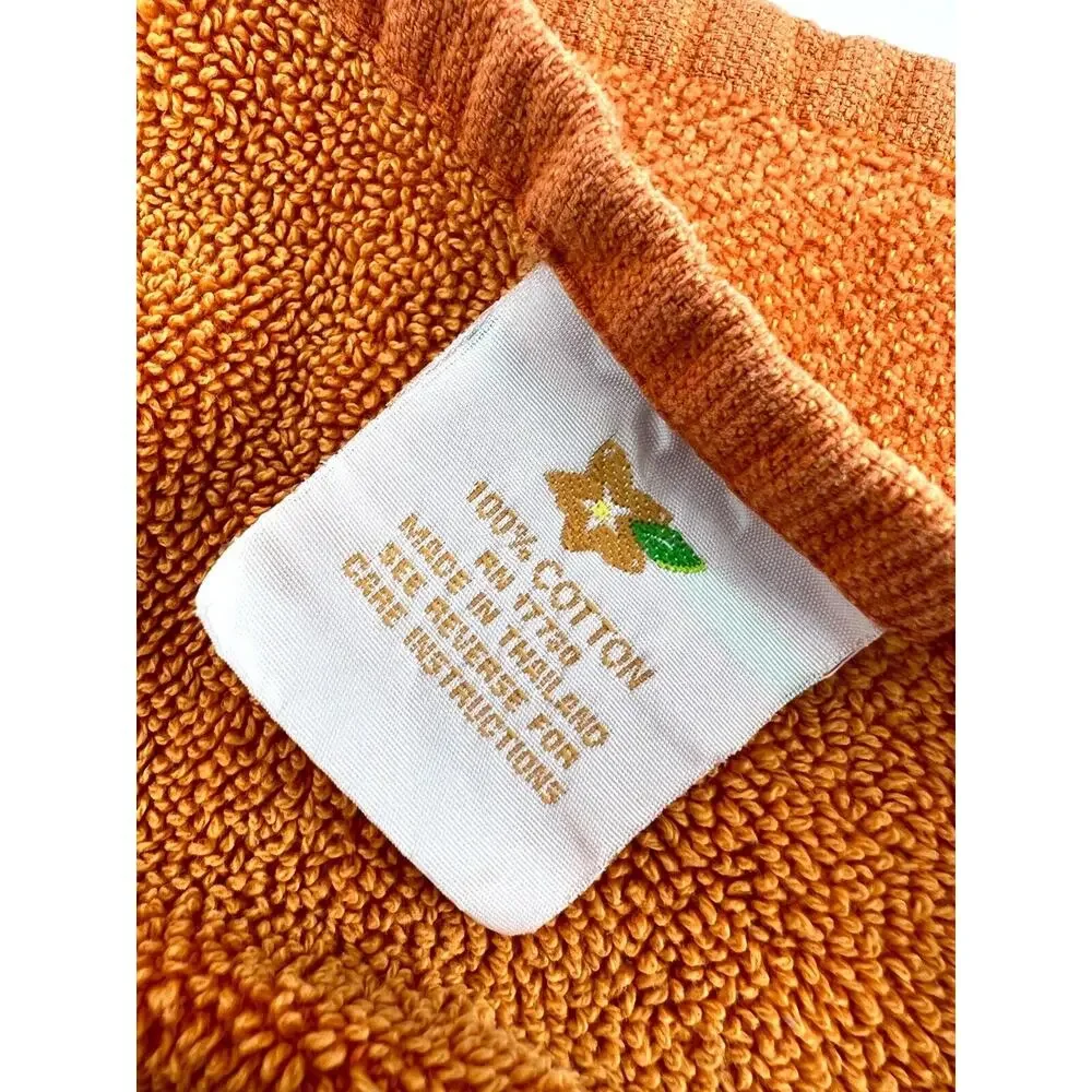 Vintage Beach Towel Orange with Applique Bucket and Shovel